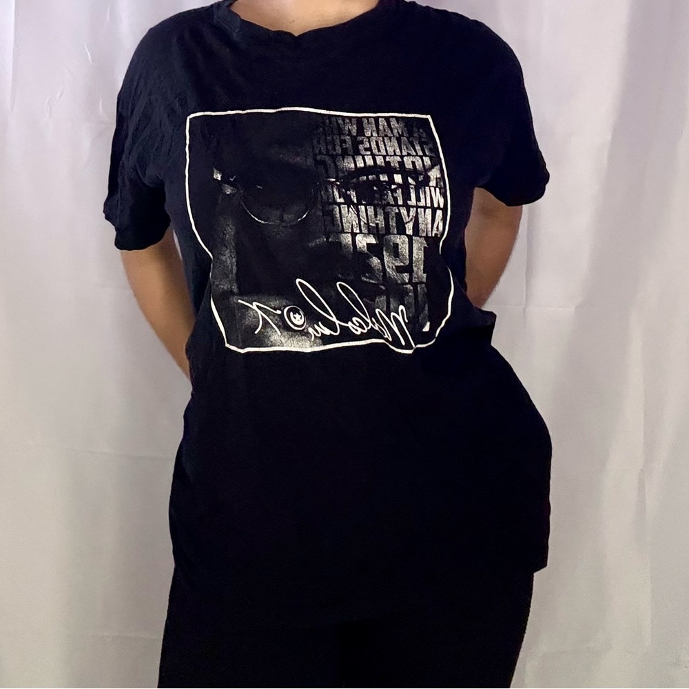 Black Graphic T-Shirt - Malcom X